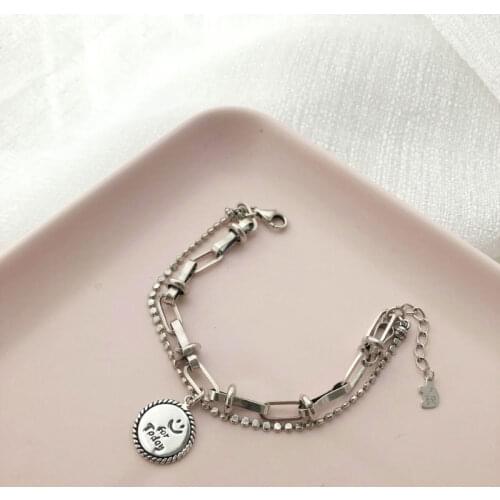 Miuoxion Fashion Personality Party Jewelry Retro Multi-Layered Smiley Bracelet For Women Feature Namour Charm Gift All Seasons