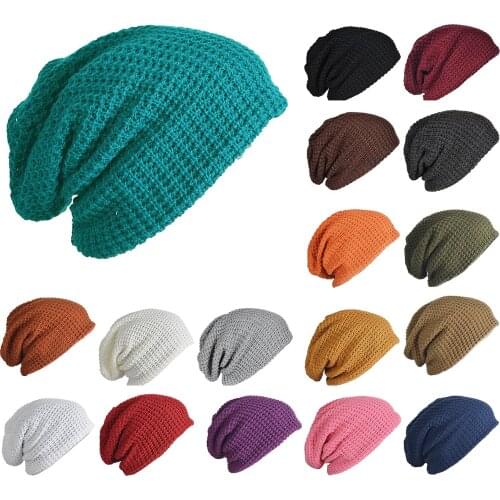 Mens Slouchy Long Beanie Knit Cap for Summer Winter Oversize black