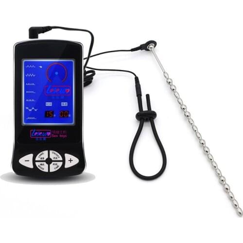 Adult Male 240mm Long Beads Penis Plug Urethral Sounds Electro Stimulation Catheter Electric Shock Set Sex Products Toys for Men