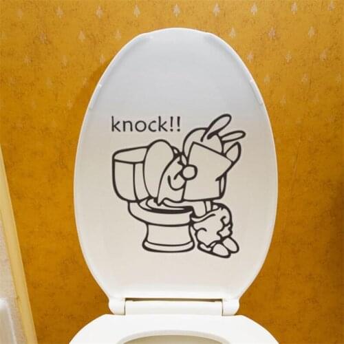 Funny Rabbit Knock Toilet sticker home decor art mural wall stickers Decals Mural Bathroom Decoration