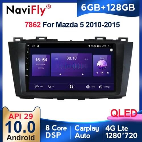 NaviFly 7862 QLED Screen 1280*720 Android 10 For Mazda 5 3 CW 2010 - 2015 Car Radio Multimedia Video Player GPS DSP 4G LTE