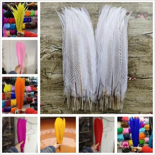 Wholesale Beautiful 20/50/100pcs Silver Pheasant Tail Feathers 20-22inch/50-55cm Wedding Birthday Christmas Decoration