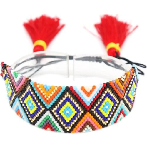 ZHONGVI Bead Woven Bracelet Femme Handmade Wrap Pulsera Geometric Patterns Jewelry Tassel Jewellery Boho Ethnic Miyuki Bracelets