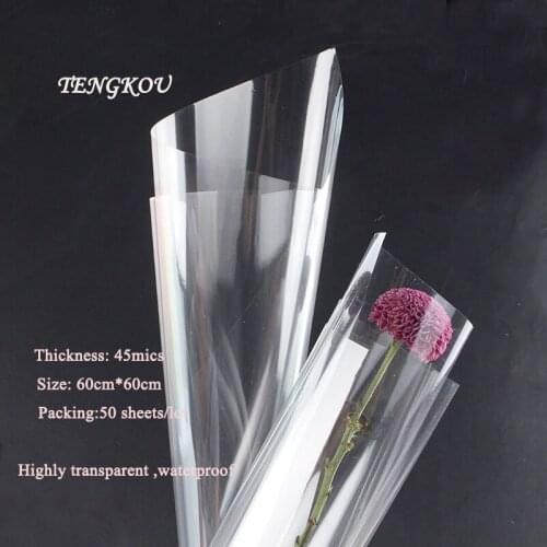 60c*60cm Clear CellophaneTransparent Opp Plastic Packing Film Paper Thickened Flowers Fruit Basket Gift Packing Craft Paper
