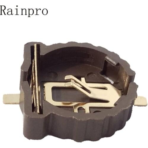 Rainpro 10PCS/LOT BS-1220-2 CR1220 CR1225 3V button battery holder SMD package gold plating