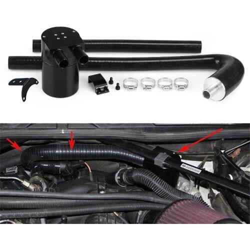RASTP-Black Baffle Oil Catch Can Tank With Radiator Silicone Hose for BMW F30 F32 F36 320i 328i N26 Engine RS-OCC017