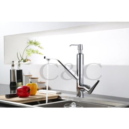 Contemporary Chrome Solid Brass Kitchen Sink Mixer Tap Kitchen Faucet Vanity Faucet With Soap Dispenser