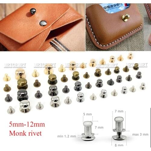 4 Sets Metal Alloy Knob Screw Rivets Studs DIY Crafts Leather Belt Watchband Round Monk Head Rivets Spikes Decor Nail Buckles