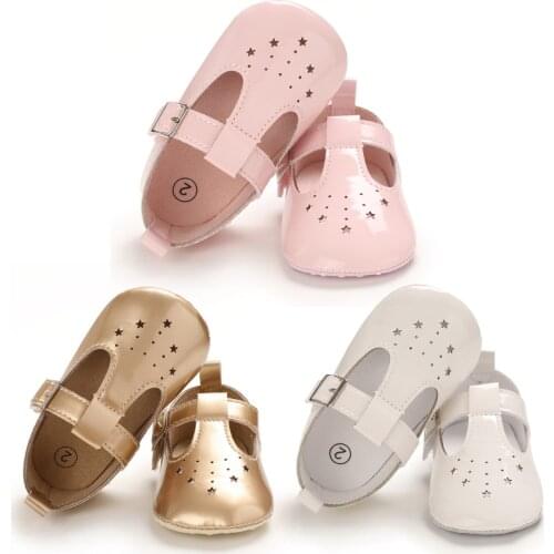 #VW Hollow Infant Toddler Baby Princess Shoes Classical First Walkers Non-Slip Walking Shoes Patent Leather Buckle Strap Shoes
