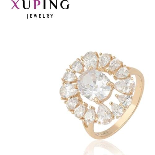 Xuping Luxury Ring Flower Design Charming Gift Women Gold Color Plated Christmas Jewelry High Quality 12454
