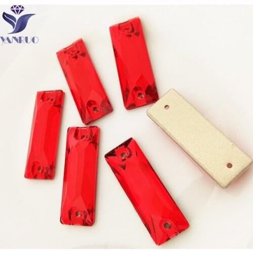 YANRUO #3255 Cosmic Baguette Light Siam AAAAA Quality Flat Back Rhinestones Sew On Crystal Glass Stones For Dress