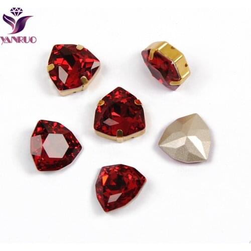 YANRUO 4706 Trilliant Siam Pointback Rhinestones Sewn Claw Setting Crystals For Needlework