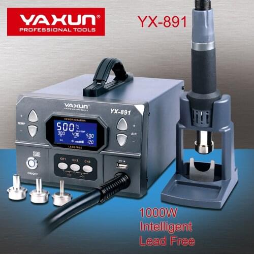 YAXUN YX891 Professional lead-free hot air gun soldering station Intelligent digital display 1000W high power rework station