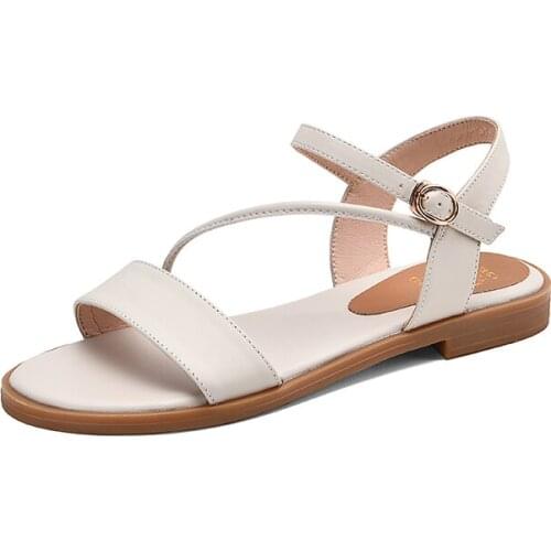 2020 new arrival women sandals solid colors cow leather shoes low heels summer comfortable wedges shoes woman big size