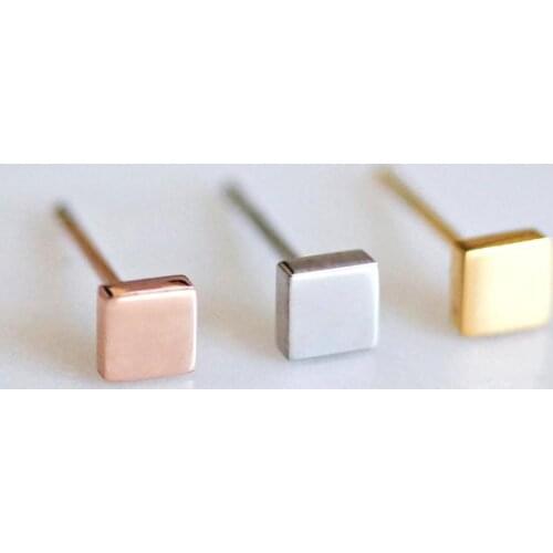 2020 New Stainless Steel Ear Studs Earrings Gold/Silver Color Square Shaped Earrings for Women Men Earrings Fashion Jewelry