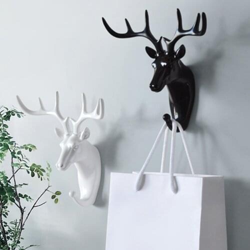 1pcs Wall-mounted Hook Hanger Key Hook American Creative Wall Decoration Animal Deer Head Self-adhesive Hook Coat Rack Wall Hook