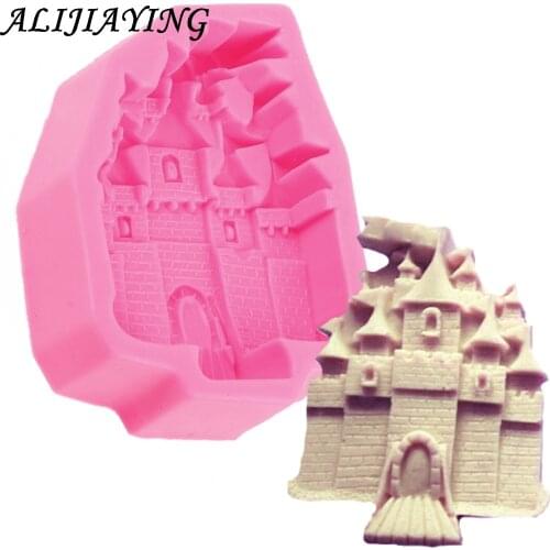 1Pcs silicone fondant mold castle wedding christmas cake decoration mold silicone Soap molds DIY sugar craft tools D0444