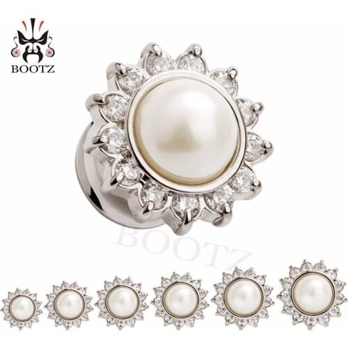 2017 New arrival crystal flared ear plugs tunnels body jewelry stainless steel ear expander gauges mix size wholesale