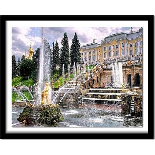 5D DIY diamond embroidery "Fountain Square" diamond painting Cross Stitch full drill Rhinestone home decoration