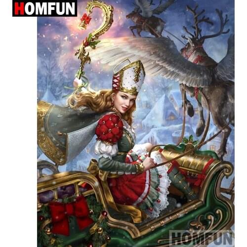 HOMFUN 5D DIY Diamond Embroidery Full Display "Christmas girl" Diamond Painting Square/Round Rhinestones Decor Art A08597