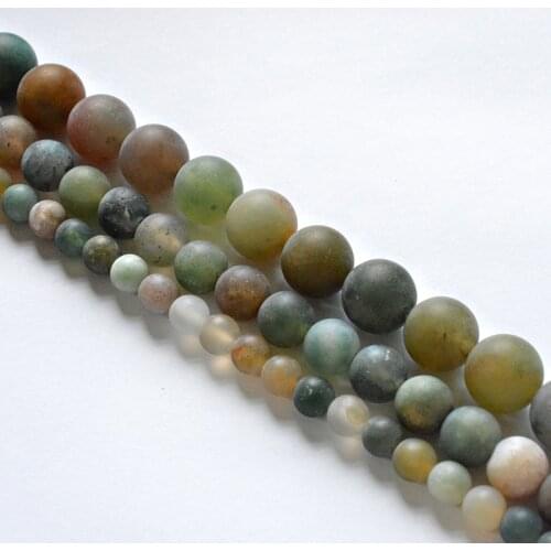 Natural Stone Matte Indian Agates Beads Wholesale Loose Beads for Jewelry Making Accessories DIY Free Shipping 4-12mm Wholesale