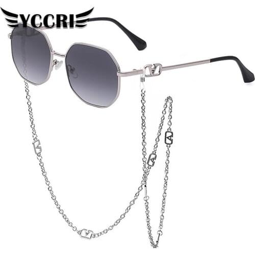 Chain Sunglasses 2021 Women New Anti-dropping Chain Lanyard Irregular Goggles Ladies High-end Luxury Birthday Gift Brand Elegant