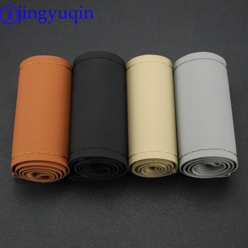 38cm Steering Wheel Covers soft Genuin Leather braid on the steering-wheel of Car With Needle and Thread Interior accessories