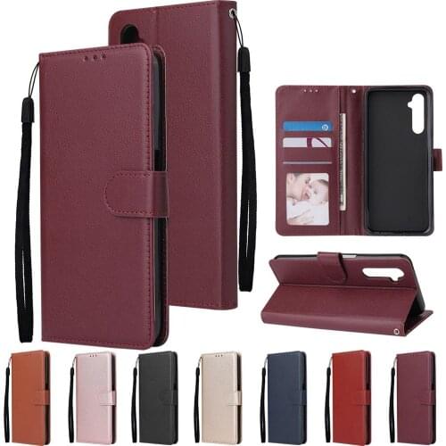 Mobile Phone Back Cover For OPPO Realme C3 Realme 6 PU Leather Mobile Phone Cover with 3 Cards Slots Phone Frame Phone Accessory
