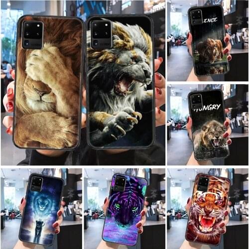 Lion Tiger Animal Cool ferocious Phone case For Samsung Galaxy Note 4 8 9 10 20 S8 S9 S10 S10E S20 Plus UITRA Ultra black