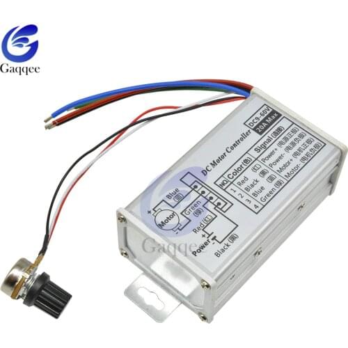DC9-60V 9-60V PWM DC motor speed controller stepless 12V 24V 60V MAX 20A Pulse Width Modulator motor Speed regulater switch
