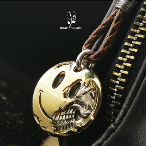 Personality EDC 925 Sterling Silver Brass Necklace Pendants Ornaments Smiling face gold-plated Pop it Fidget