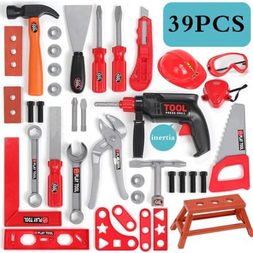 Pretend Toy Simulation Repair Tools Childrens Toolbox Engineer Electric Drill Screwdriver Repair Kit Play Toy Set for Kids Gift