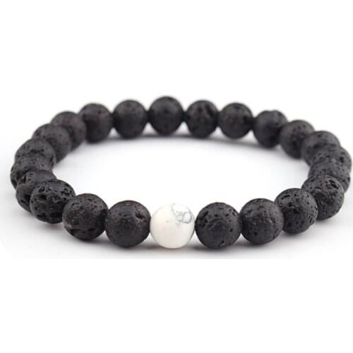 ISINYEE Fashion Lava Stone Stretch Bracelet For Women Men Yoga 8mm Prayer Beads Bracelet Friendship Jewelry Gifts