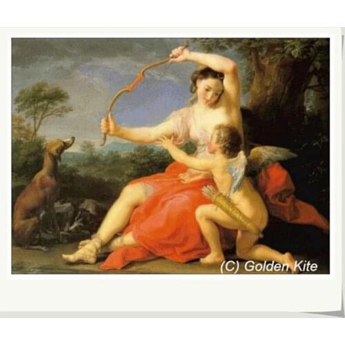 2021 Gold Collection Embroidery Diana and Cupid Modern Cross Stitch Kits with 100% Cotton Flosses & Free Shipping for Home Decor