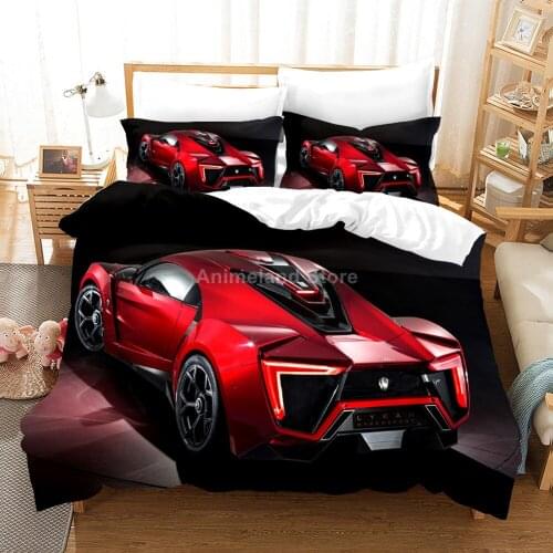 Red Racing Car Bedding Set Cool Modern Fashion 3D Print Comforter Luxury Duvet Cover Set Home Decor Queen King Single Size Adult