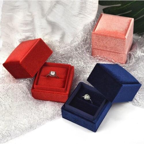 Square Velvet Ring Box Jewelry Packaging Gift Wrapping Wedding Ring Storage Earrings Display Woman Gifts