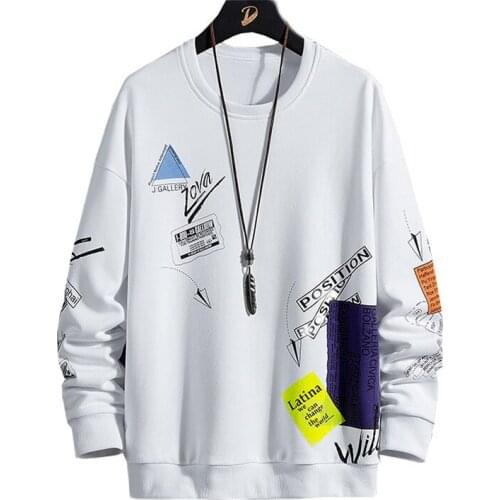 MANTLCONX New Oversize Pullover Men Autumn Long Sleeve Hoodies Men Plus Size Loose Mens Sweatshirts Fashion Printed Tops Male