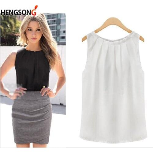 Tank Tops Women Loose Casual Chiffon Tank Top Sleeveless Vest Solid All-match Sexy Basic O-neck Tops For Women Female Clothing