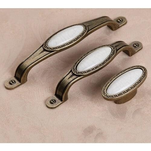 Ceramic Furniture Handle Pastoral Modern Cabinet Door Handle Wardrobe Drawer Knob Antique