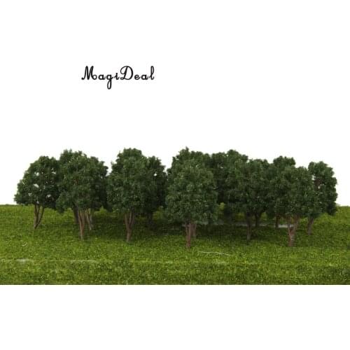 MagiDeal 20Pcs/Pack Dark Green Model Trees N Scale Train Park Railroad Railway Layout Wargame Scenery Scene Diorama Toys 7.5cm