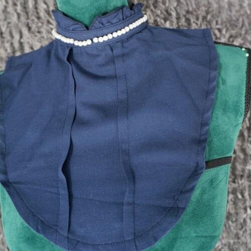 Decorative New pearl Blouse sweater decorative cotton Classical Chinese Style Dark Blue denim Ears Pearl fake collar