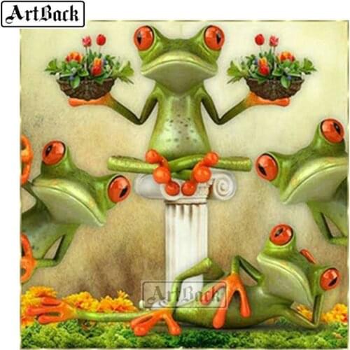 New 5D DIY Diamond Painting Frog Kit Full Square Drill Diamond Embroidery Animal Mosaic Art Home Decoration Painting 20x20cm