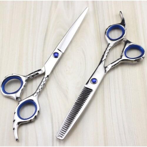 Classic 6 inch 440c Snakeskin cut hair scissors thinning shears hair makas cutting barber tools scisor hairdressing scissor set