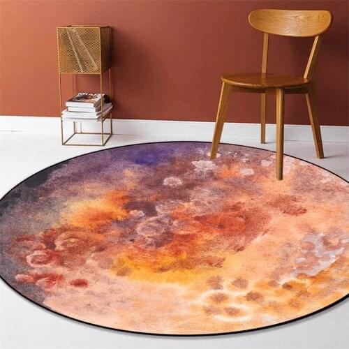 Planet Surface Orange Round Floor Mat For Childern Colorful Girl Room Carpet Coffee Table Rug Chair Mat Non Slip Room Decor