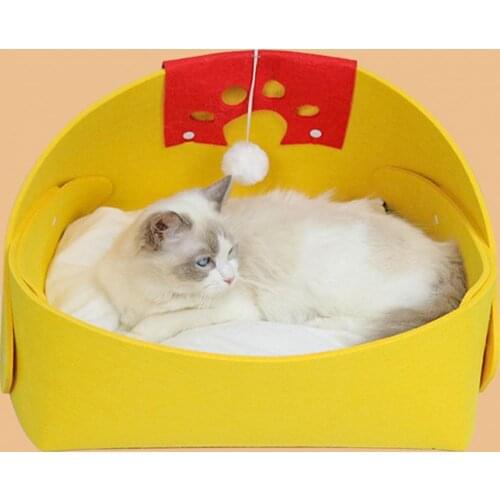 Pet Cave Scratch Resistant Detachable Washable Felt Cat Nest Bed for Kitten