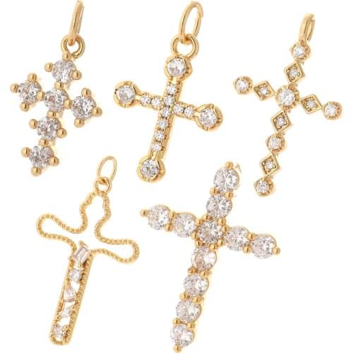 Crosses Cute Dangle Jewelry Charms Jewelry Making Pendant Charms for Earrings Necklace Bracelet Gold Copper Cubic Zircon