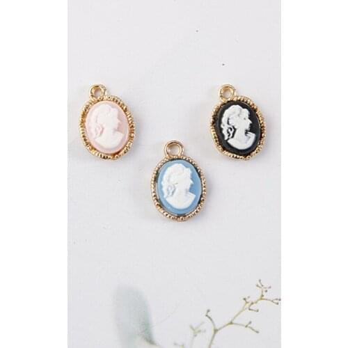 10pcs/pack Resin Facial Charms Golden Base Pendant for Earring Bracelet DIY Handmade Jewelry finding