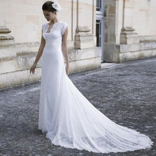 Attractive Sheath Lace Wedding Dress 2021 High Neck KeyHole Back Summer Islamic Dubai Kaftan Saudi Arabic Bridal Gowns