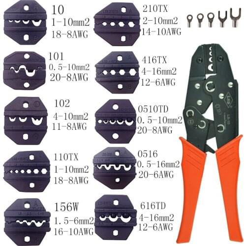 Professional Ratchet crimping Pliers for non-insulated cable lugs terminals 0.5-16mm2 Hand Crimping Tools