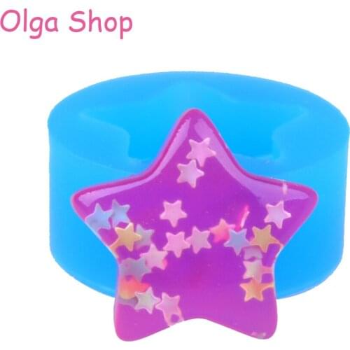 PYL233 23.5mm Star Silicone Mold Cupcake Topper Fondant Cake Decoration Candy Chocolate Resin Polymer Clay Jewelry Pendant